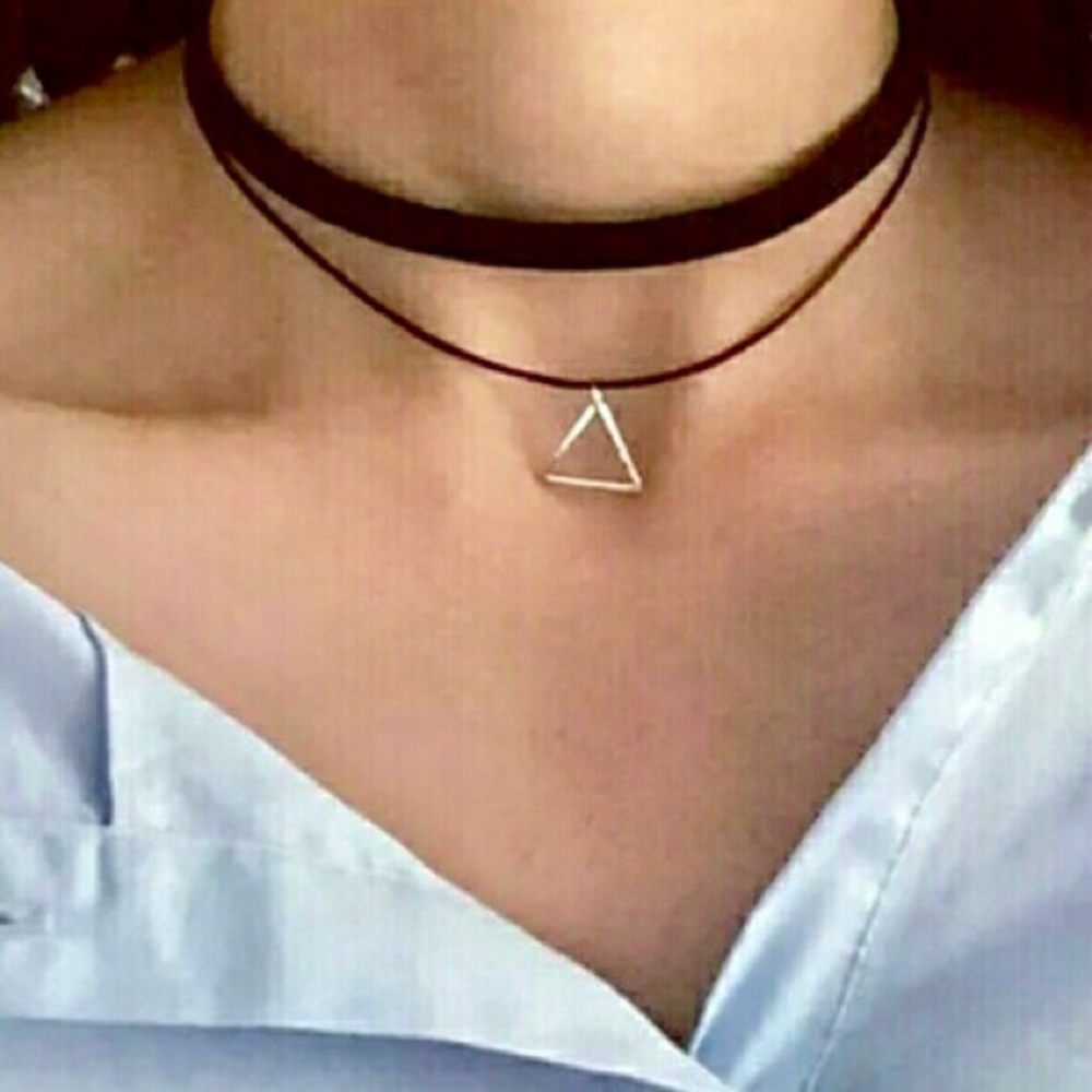 Double Layered Black Triangle Choker